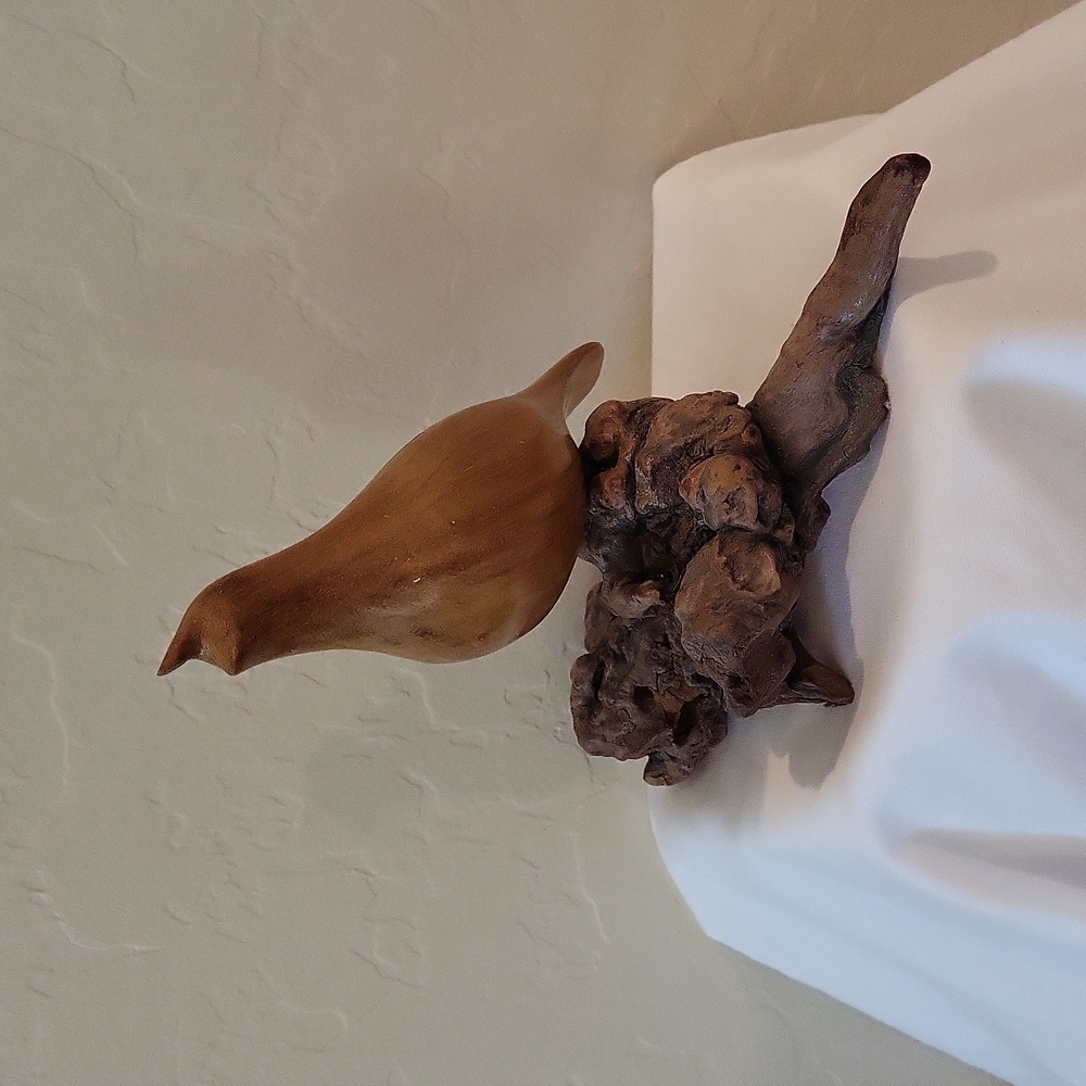 Vintage Driftwood Bird Wood Sculpture Figurine | Mid-Century Modern Minimalist